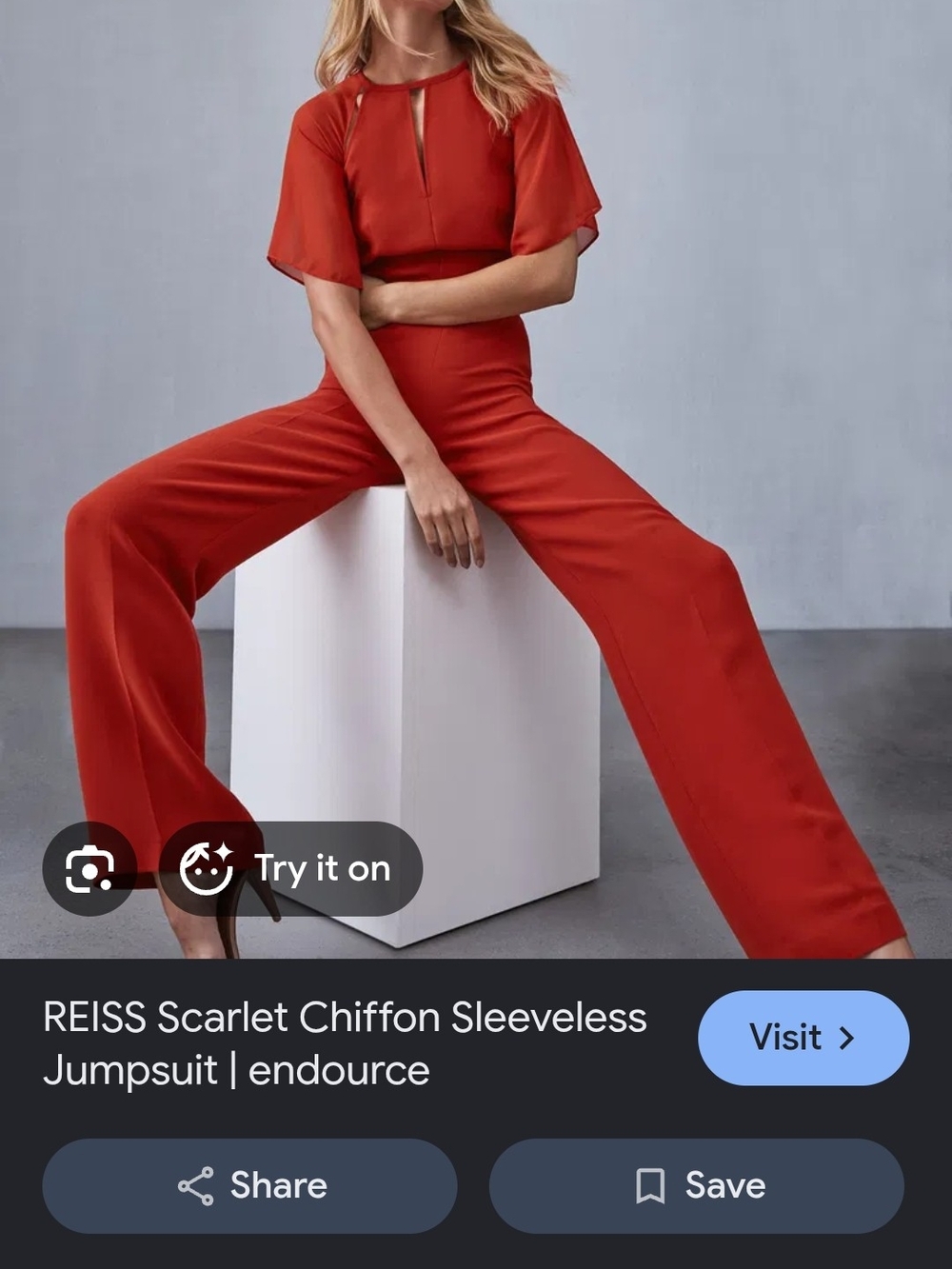 Reiss Scarlet Red Wide-Leg Jumpsuit